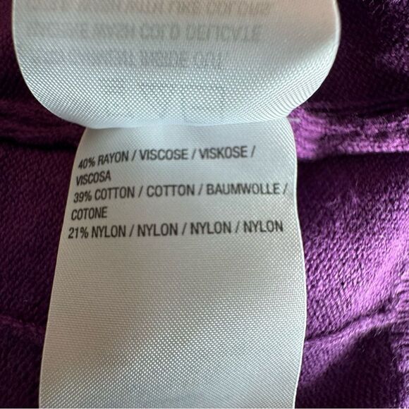 Isaac Mizrahi Live Purple Sweater Cable Knit Gemstone QVC Cardigan Size Small - Picture 14 of 15